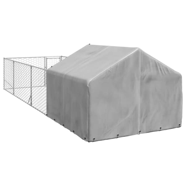 vidaXL Utendørs hundekennel med løpegård 6x2x1,5 m galvanisert stål