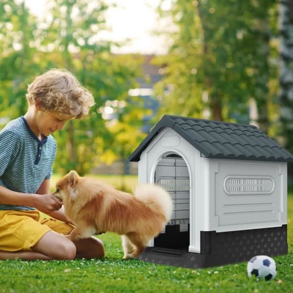 XMTECH Hundhus i plast utomhusisolering Trädgård, Ventilation och Regnskydd 79,5x70,5x78cm