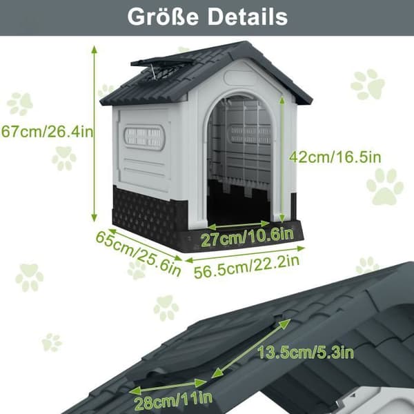 XMTECH Hundhus i plast utomhusisolering Trädgård, Ventilation och Regnskydd 79,5x70,5x78cm