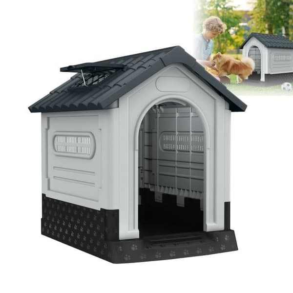 XMTECH Hundhus i plast utomhusisolering Trädgård, Ventilation och Regnskydd 79,5x70,5x78cm