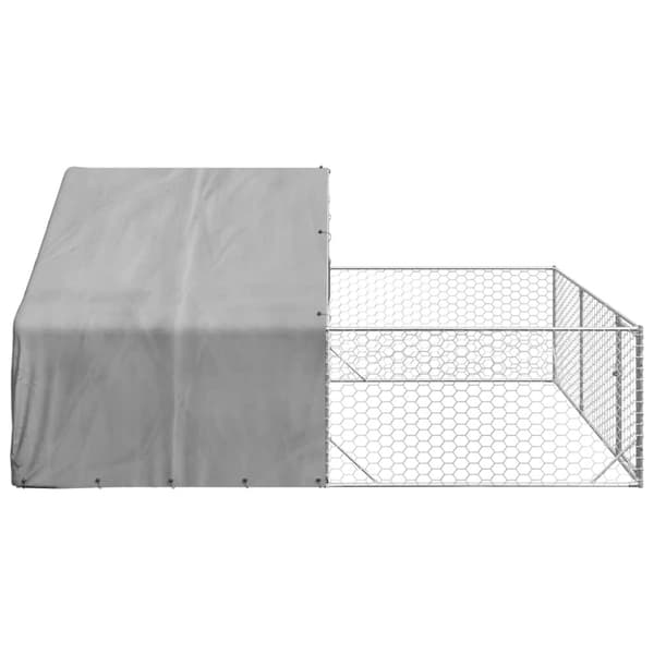vidaXL Udendørs hundegård med løbegård 4x3x1,9 m Galvaniseret stål