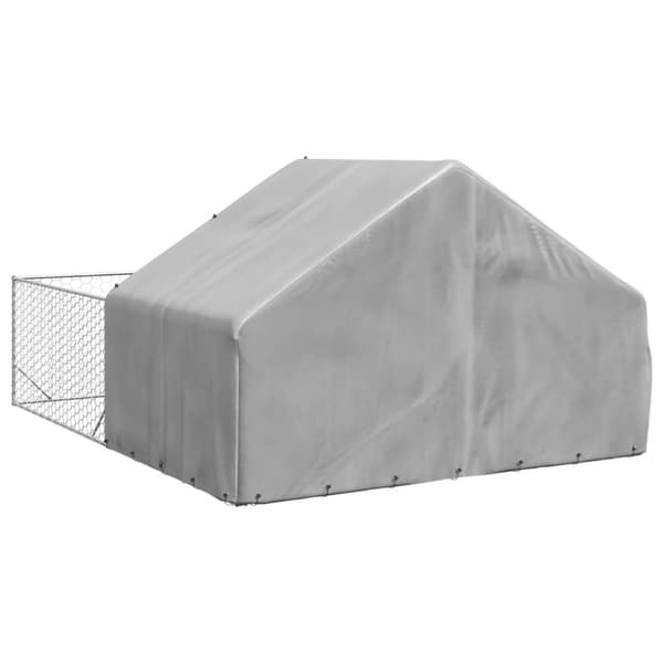 vidaXL Udendørs hundegård med løbegård 4x3x1,9 m Galvaniseret stål