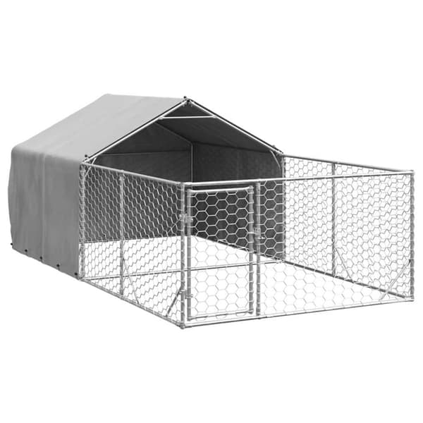 vidaXL Udendørs hundegård med løbegård 4x2x1,5 m Galvaniseret stål