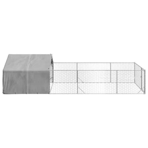 vidaXL Udendørs hundegård med løbegård 6x2x1,5 m Galvaniseret stål