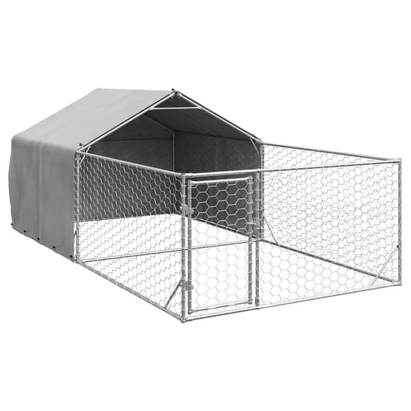 vidaXL Udendørs hundegård med løbegård 5x2x1,5 m Galvaniseret stål