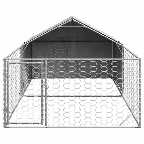vidaXL Udendørs hundegård med løbegård 5x2x1,5 m Galvaniseret stål