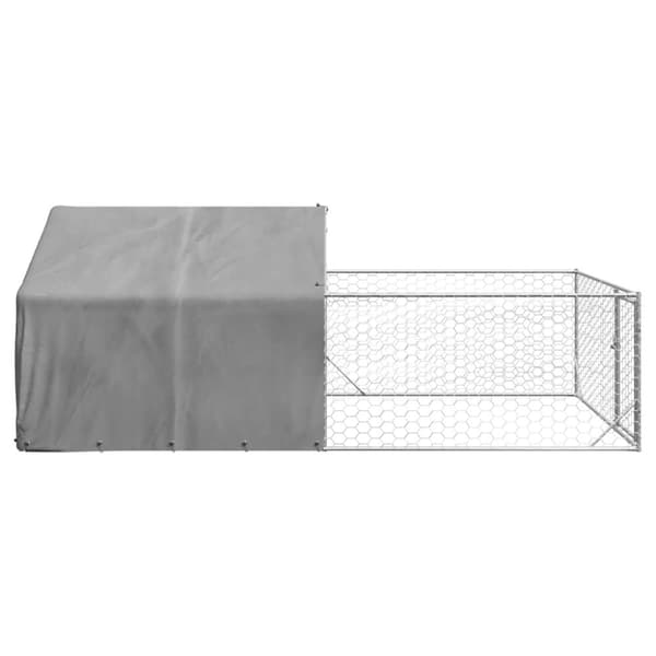 vidaXL Udendørs hundegård med løbegård 5x2x1,5 m Galvaniseret stål