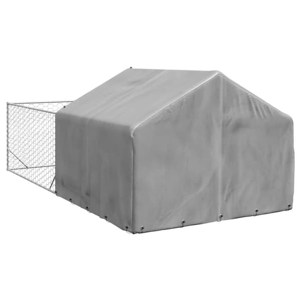 vidaXL Udendørs hundegård med løbegård 5x2x1,5 m Galvaniseret stål