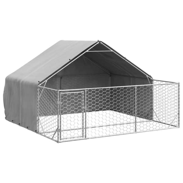 vidaXL ulkokoirakennel juoksun kanssa 3x3x1,9 m galvanoitu teräs