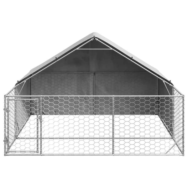vidaXL ulkokoirakennel juoksun kanssa 3x3x1,9 m galvanoitu teräs