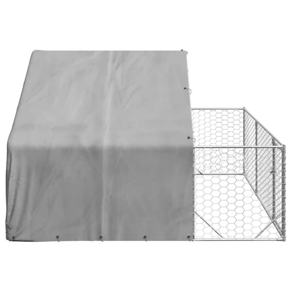 vidaXL ulkokoirakennel juoksun kanssa 3x3x1,9 m galvanoitu teräs