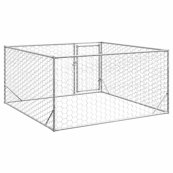 vidaXL udendørs hundegård med dør 2x2x1 m galvaniseret stål
