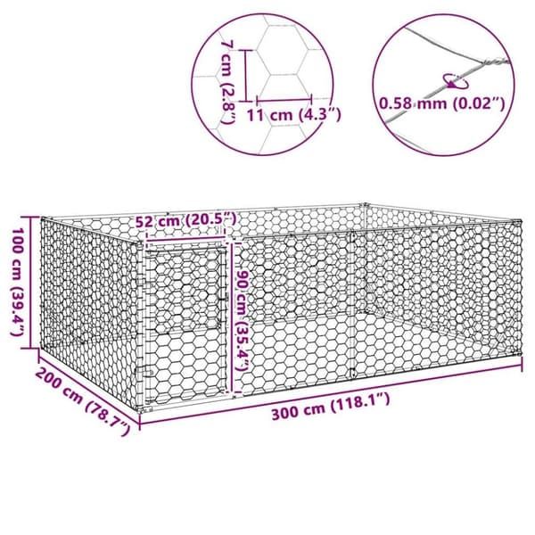 vidaXL udendørs hundegård med dør 3x2x1 m galvaniseret stål
