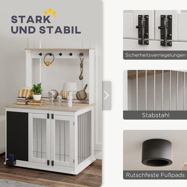 Rootz -koiran laatikko lelujen säilytystilassa - Pet Cage - koiran kennel - sisältää hihnankoukut ja kirjoituslauta - 98 cm x 65cm x 150cm suurille ko