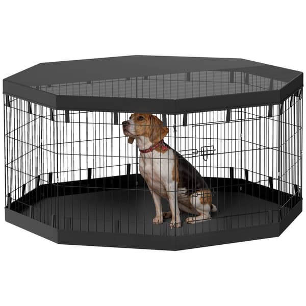 Rootz Puppy Run - Koiran kotelo - Pet Playpen - Vedenpitävä pohjakello - Ø159cm x 76cm - 8 paneelia - verkko- ja tarpauliinikatto