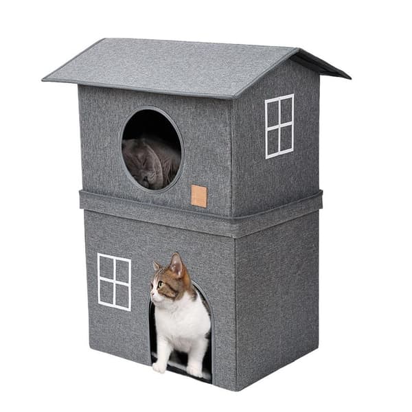 Katt Hus, 2-Lagers Fällbar Design, Varm Vinterhus, Lätt Montering