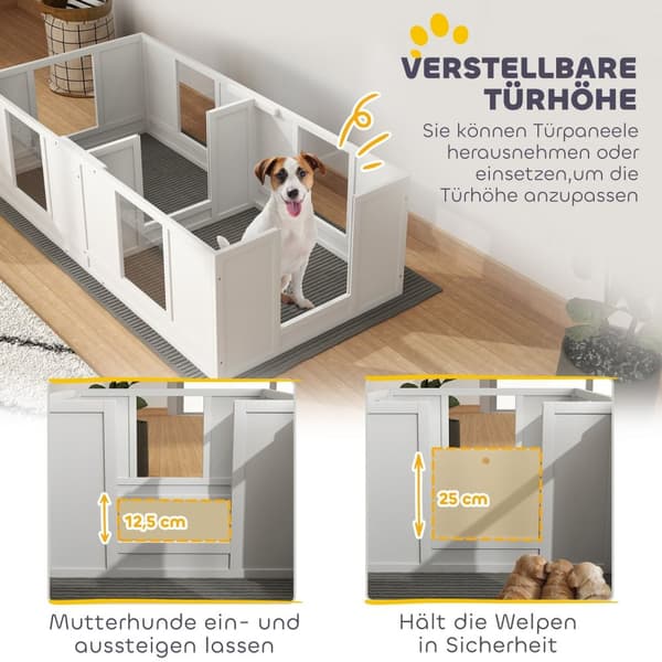 Rootz Puppy Crate til hunde - Whelping Box - Dog Playpen - Safe Refuge - 164L x 80W x 48H cm