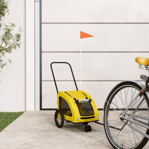 Cykelvagn för djur gul oxfordtyg och järn