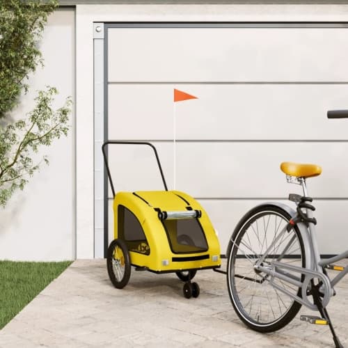 Cykelvagn för djur gul oxfordtyg och järn