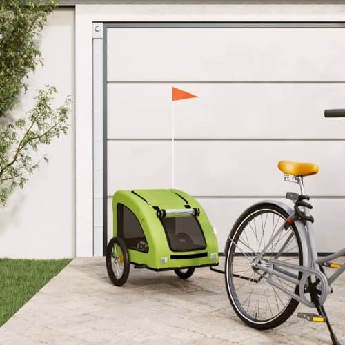 Cykelvagn för djur grön oxfordtyg och järn