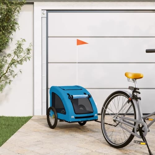 Cykelvagn för djur blå oxfordtyg och järn