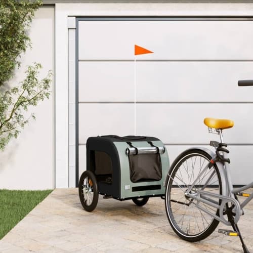 Cykelvagn för djur svart och grå oxfordtyg och järn