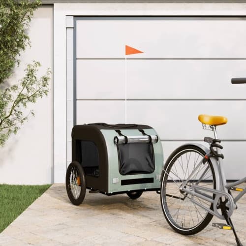 Cykelvagn för djur grå och svart oxfordtyg och järn