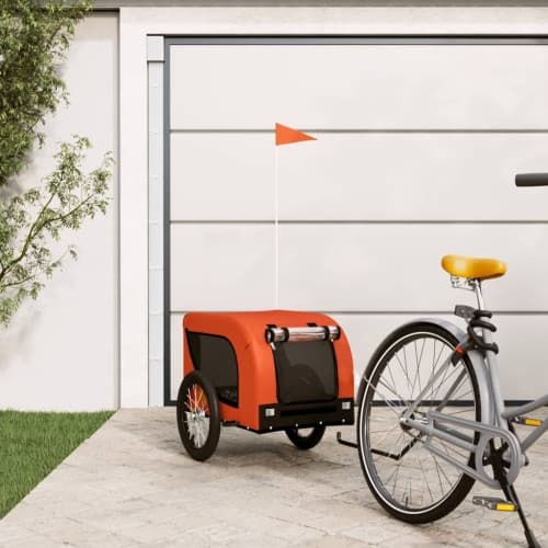 Cykelvagn för djur orange och svart oxfordtyg och järn
