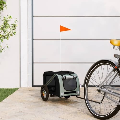 Cykelvagn för djur grå och svart oxfordtyg och järn