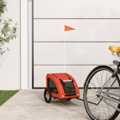 Cykelvagn för djur orange oxfordtyg och järn