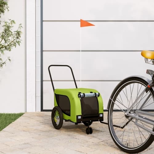 Cykelvagn för djur grön och svart oxfordtyg och järn