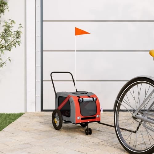 Cykelvagn för djur orange och svart oxfordtyg och järn