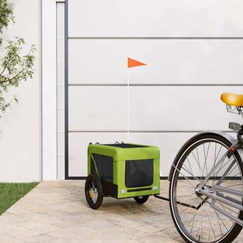 Cykelvagn för djur grön och svart oxfordtyg och järn
