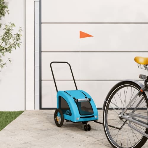 Cykelvagn för djur blå oxfordtyg och järn