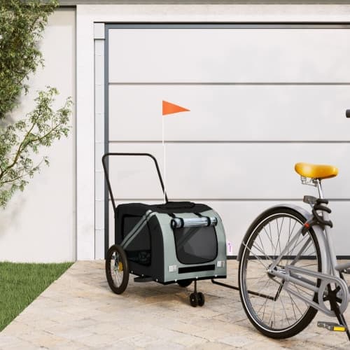 Cykelvagn för djur grå och svart oxfordtyg och järn