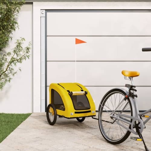 Cykelvagn för djur gul oxfordtyg och järn