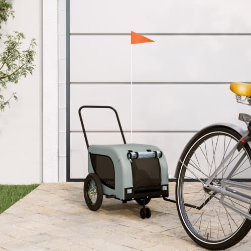 Cykelvagn för djur grå och svart oxfordtyg och järn