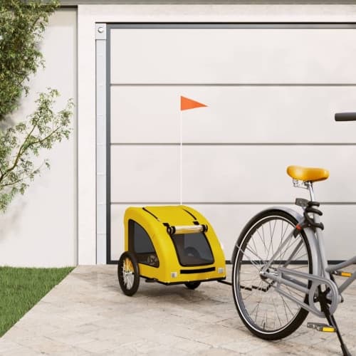 Cykelvagn för djur gul oxfordtyg och järn