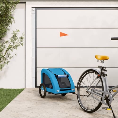 Cykelvagn för djur blå oxfordtyg och järn