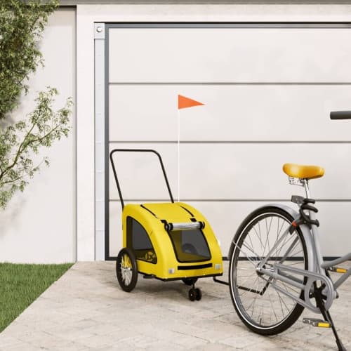 Cykelvagn för djur gul oxfordtyg och järn