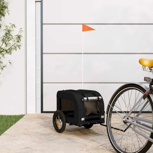 Cykelvagn för djur svart oxfordtyg och järn