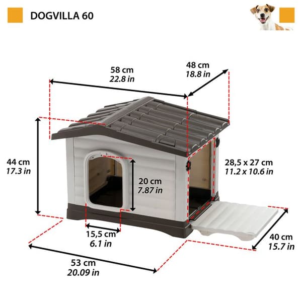 Nisch för hundar - Ferplast - DOGVILLA 60 - Termoplastisk resin - 58 x 48 x 44 cm - Utomhus