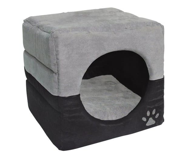 Niche Dehner - 2795888 - Niche för Katt och Hund Luca 2 i 1, ca 40 x 40 x 40 cm, Polyester, Grå