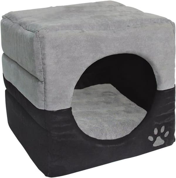 Niche Dehner - 2795888 - Niche för Katt och Hund Luca 2 i 1, ca 40 x 40 x 40 cm, Polyester, Grå