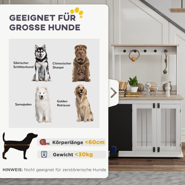 Hundbur, 98x65x150 cm, Vit