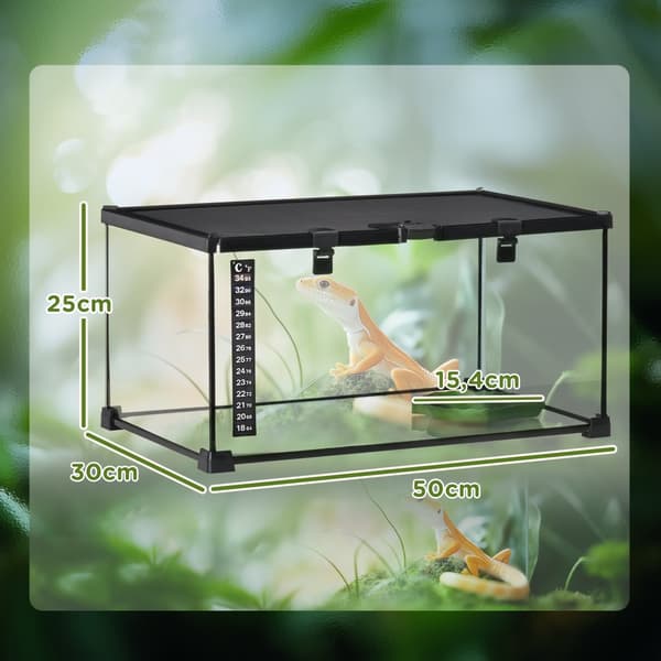 Terrarium, 50x30x25 cm, Svart