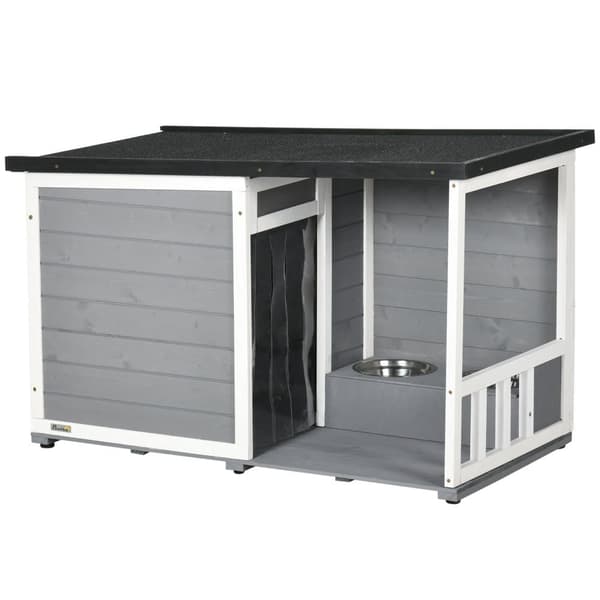 Hundhus med Terrass, 103x62x60-66 cm, Grå