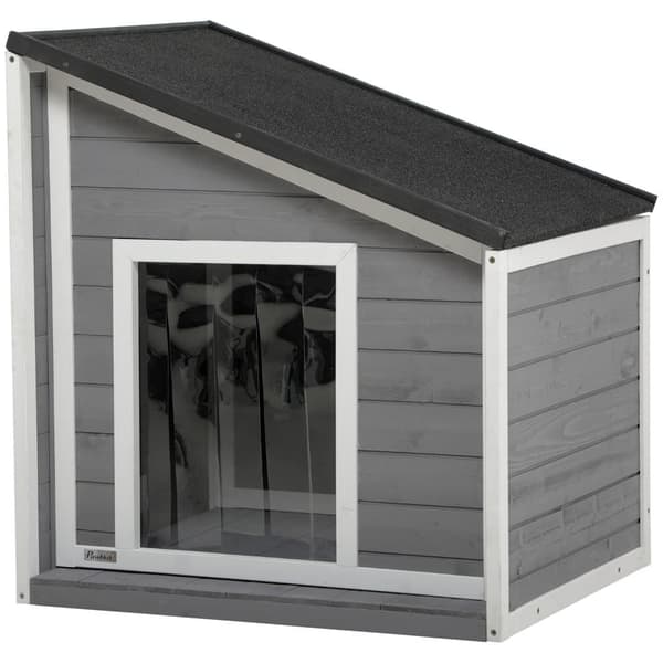 Hundehus, 71x58x53/77 cm, Grå