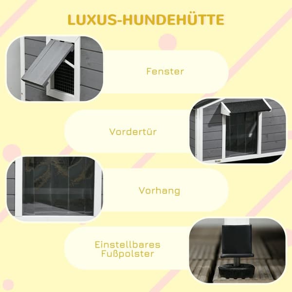 Hundhus, 109x79x72 cm, Grå