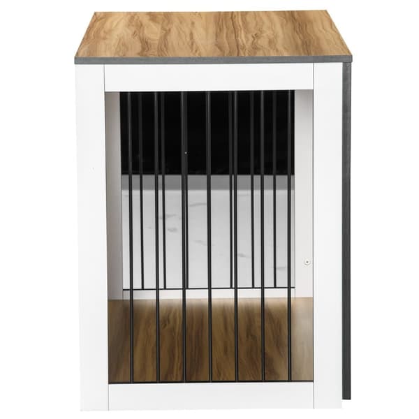 Hundebur, 106x60x76 cm, Mørk Valnød+Hvid